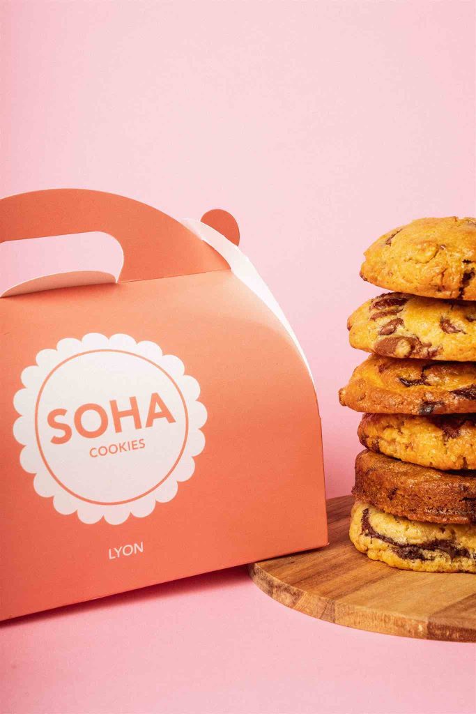 Packaging et cookies SOHA Cookies