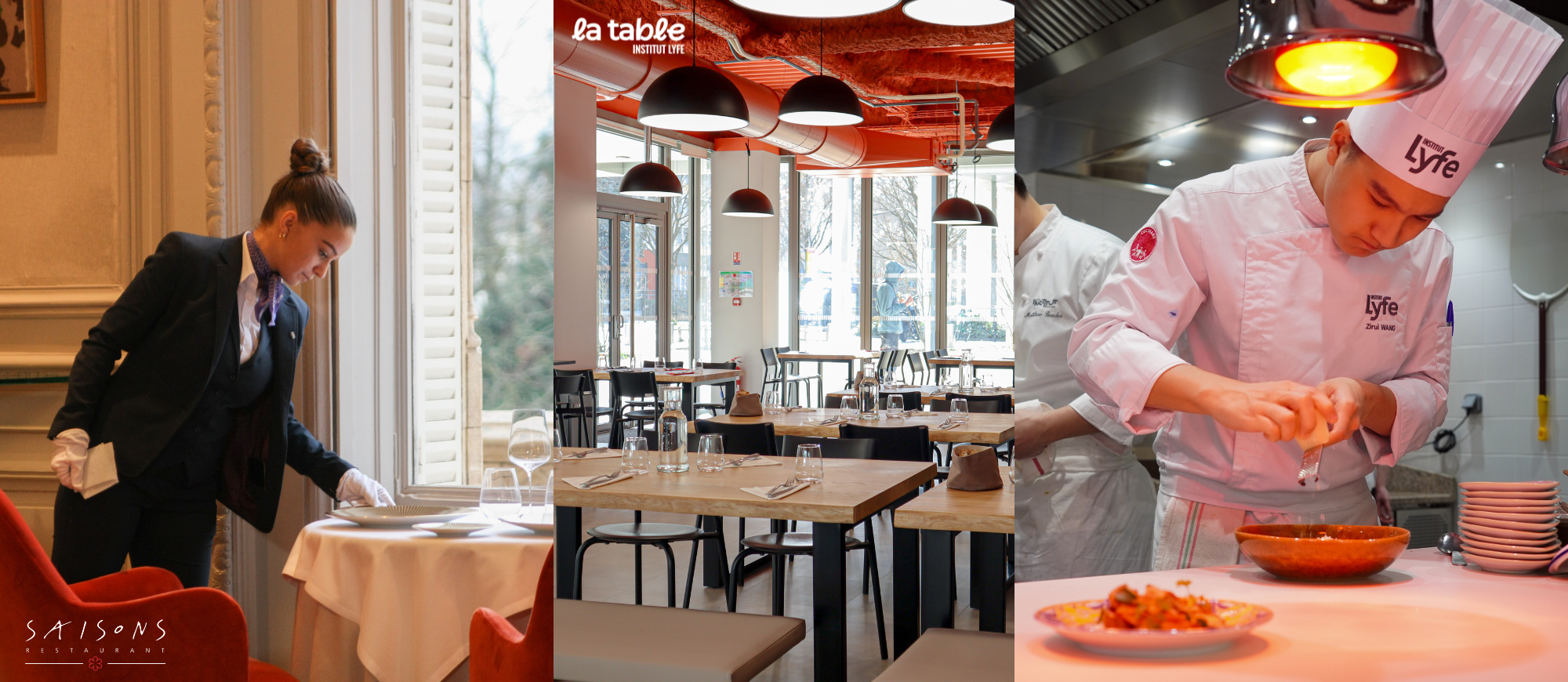 restaurant de mise en situation professionnelle de l'institut lyfe saisons, la table et f&b